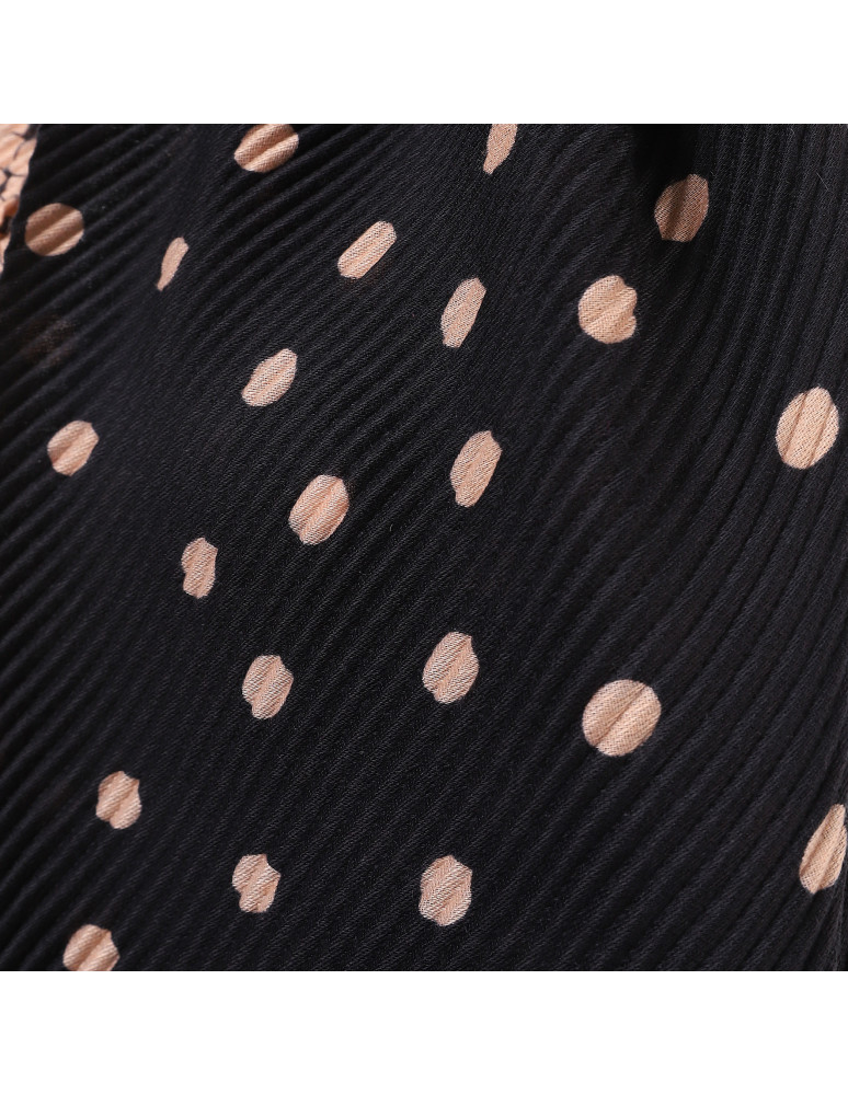 Szale i chusty - Damski szalik cienki z fakturą wzór w groszki BEŻOWY  - produkt moraj.pl 2