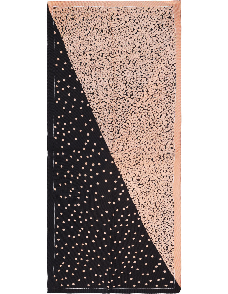 Szale i chusty - Damski szalik cienki z fakturą wzór w groszki BEŻOWY  - produkt moraj.pl 3