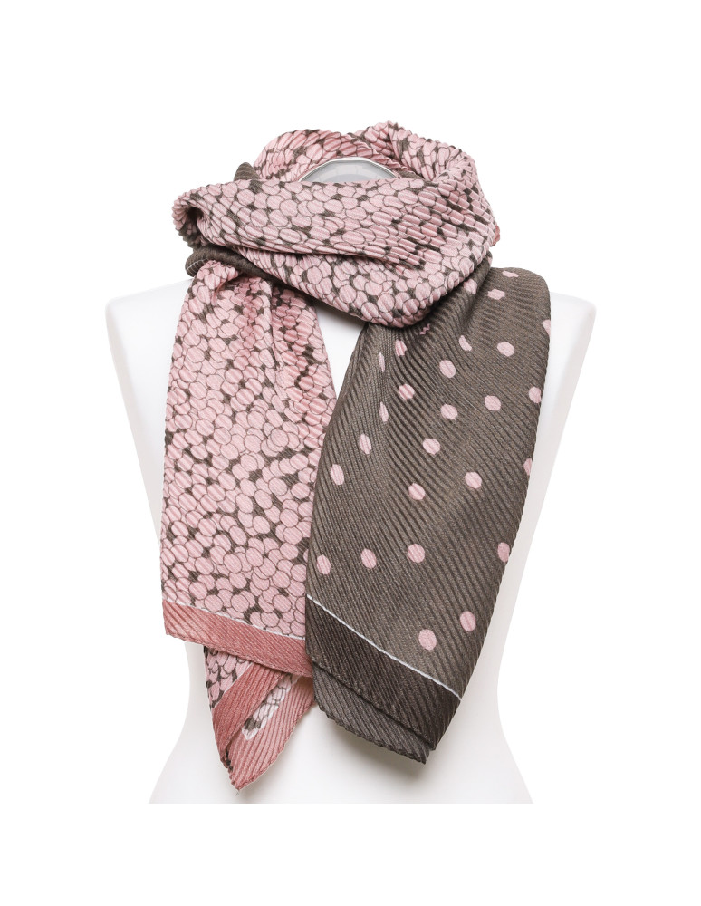 Damski szalik cienki z fakturą wzór w groszki RÓŻOWY