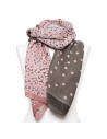Damski szalik cienki z fakturą wzór w groszki RÓŻOWY