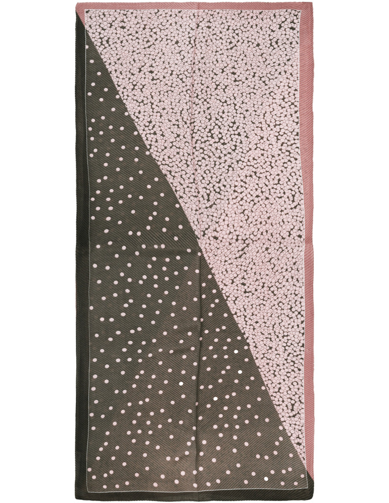 Szale i chusty - Damski szalik cienki z fakturą wzór w groszki RÓŻOWY - produkt moraj.pl 3