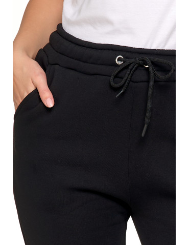 Spodnie damskie - Damskie spodnie dresowe ocieplane z kieszeniami CZARNY - produkt 3