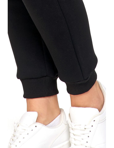 Spodnie damskie - Damskie spodnie dresowe ocieplane z kieszeniami CZARNY - produkt 4