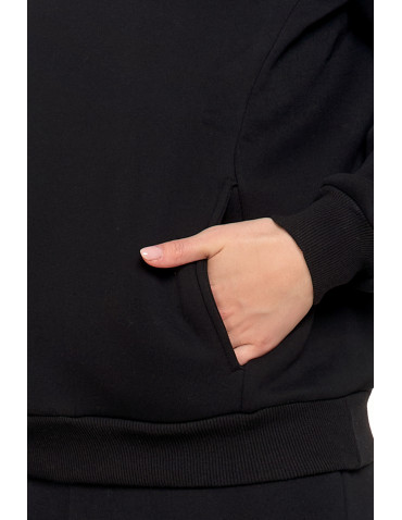 Bluzy damskie - Damska bluza ocieplana z kieszeniami CZARNY - produkt 4