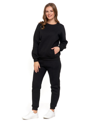 Bluzy damskie - Damska bluza ocieplana z kieszeniami CZARNY - produkt 8