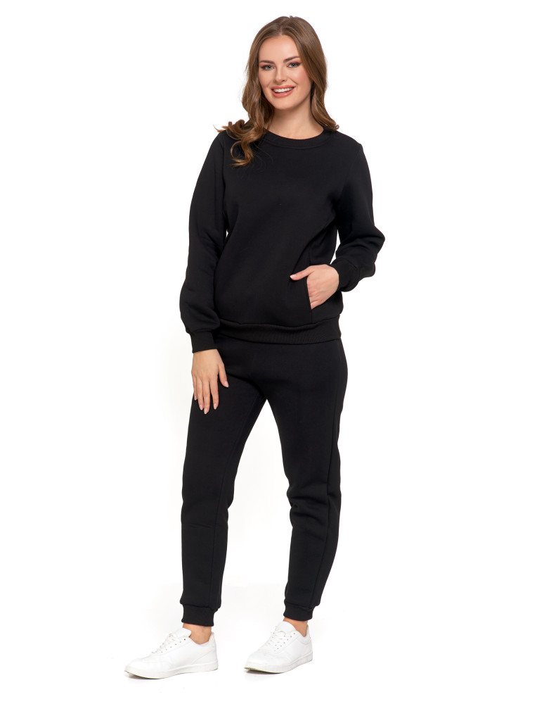 Bluzy damskie - Damska bluza ocieplana z kieszeniami CZARNY - produkt moraj.pl 8