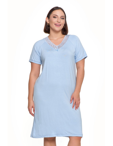 Koszula nocna bambusowa Plus Size z koronkowym dekoltem