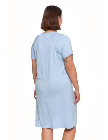 Koszule nocne - Koszula nocna bambusowa Plus Size z koronkowym dekoltem NIEBIESKI - produkt 3