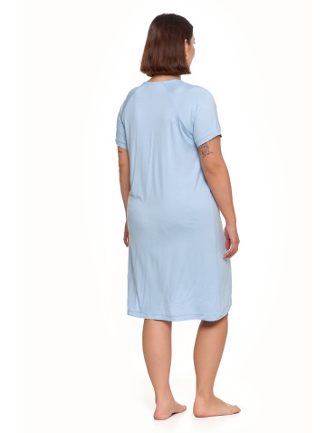 Koszule nocne - Koszula nocna bambusowa Plus Size z koronkowym dekoltem NIEBIESKI - produkt 7