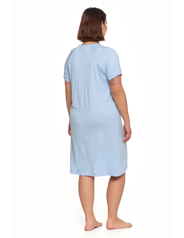 Koszule nocne - Koszula nocna bambusowa Plus Size z koronkowym dekoltem NIEBIESKI  - produkt moraj.pl 7