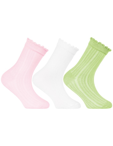 Dziewczęce skarpetki za kostkę z falbanką 3-pak