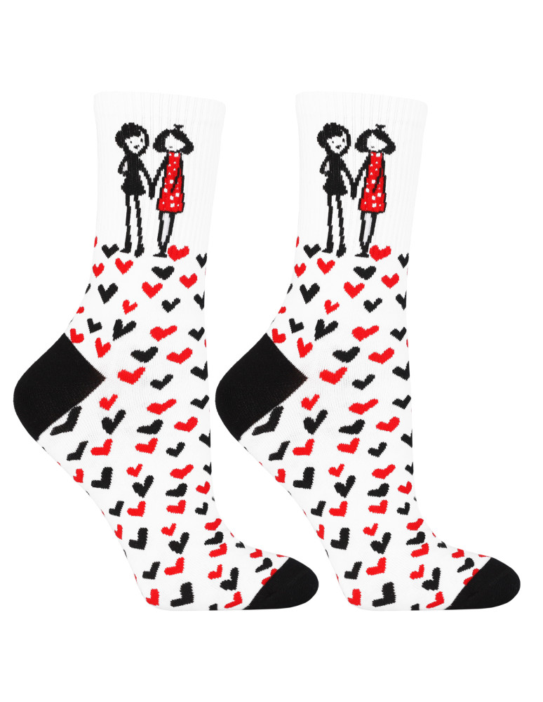 Skarpetki długie - Damskie skarpetki na walentynki zakochana para 3-pak WIELOKOLOROWY  - produkt moraj.pl 4